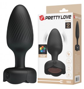 Pretty Love - Varian RGB Light Vibrating Anal Plug (Chargeable - Black)